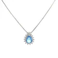 Colar DYC-996 Gota - Zircônia Cúbica, Azul