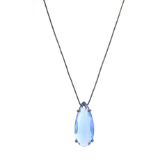 Colar Gota Zircônia Azul.