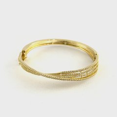 Pulseira Bracelete Dourado com Banho de Folheado e Zircônia Cúbica