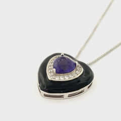 Colar Coração Esmaltado  com Zircônia Cúbica - comprar online