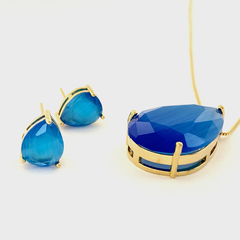 Conjunto Colar Gota  com Zircônia Cúbica