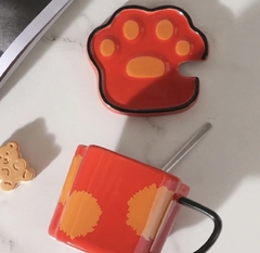 Tazas con tapa patita gatuna - Kawaii Neko