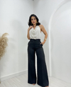 Calça Alfaiataria Pantalona - Preta - comprar online