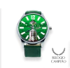 Relógio personalizado com troféu da libertadores fundo verde e pulseira de couro