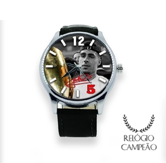 Relógio Personalizado Gabriel Corinthians segurando troféu com pulseira de couro - comprar online