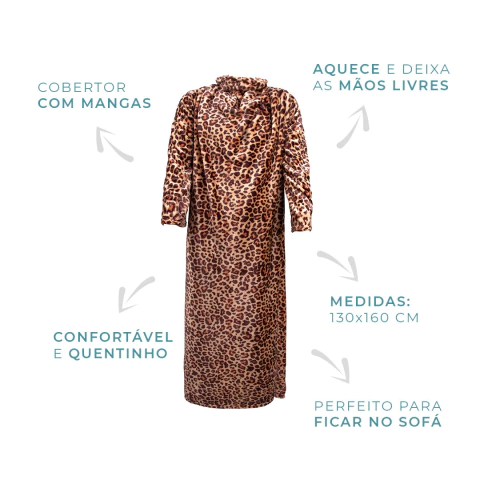 COBERTOR TV COM MANGAS PRIME LEOPARDO
