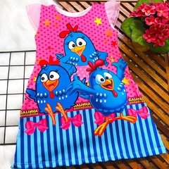Vestido trapézio Galinha pintadinha
