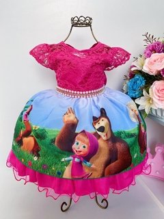 Vestido Masha e o urso luxo- BOTÃO COM DEFEITO