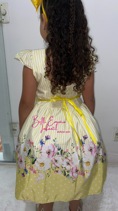 Vestido Jardim floral amarelo - Belli Empório Infantil