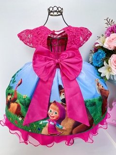 Vestido Masha e o urso luxo- BOTÃO COM DEFEITO na internet