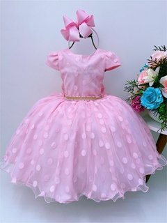 Vestido Manu poá rosa bebê