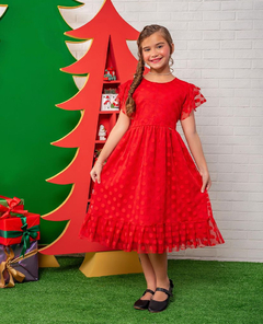 Vestido Emilly tule vermelho - Belli Empório Infantil