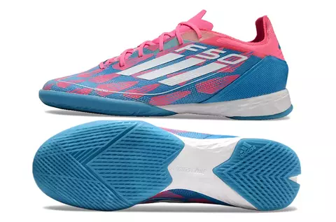 Chuteira Adidas X F50 Futsal - Azul claro/Rosa/Rosa - comprar online