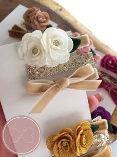 Trio Hair Clips - Floral c/ lacinho em Veludo - comprar online