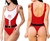 Body maio de Natal Lingerie Papai Noel cavado Fantasia