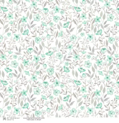 Folha para Scrapbook My Memories Crafts - Coleção My Flower - Verde Água - MMCMFL-03 - comprar online