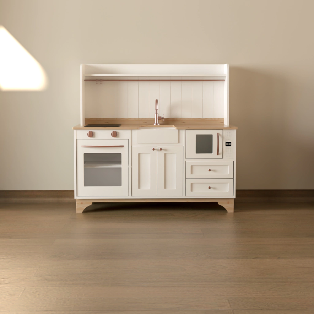 [EVO] Bancada trio micro-ondas e backsplash branco/rosê