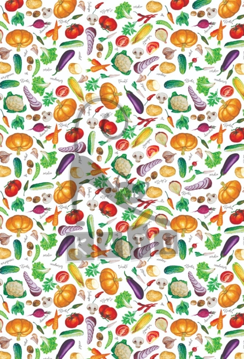 Papel estampado "Vegetales en blanco"