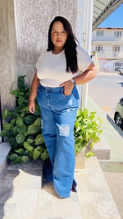 CALÇA WIDE LEG COM APLICAÇÃO