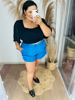 SHORT LISO ALFAIATARIA COM CINTO - loja online
