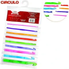 Kit 09 Agulhas De Acrilico Crochê Cabo Colorido Circulo - comprar online