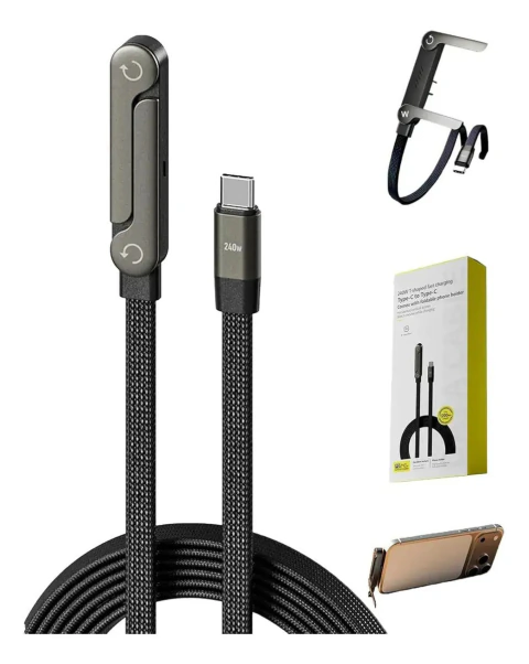 Cable Cargador Con Soporte Invisible 2 En 1 Carga Aa C
