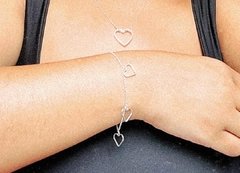 Pulseira de Prata corações Pendurados Maiores - comprar online