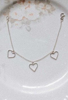 Pulseira de Prata corações Pendurados Maiores - comprar online