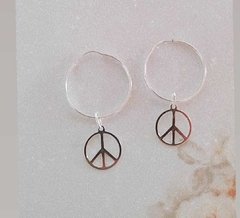 Argola de Prata Paz e Amor