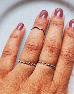 Anel Falange de Prata Zig Zag Bolinha - Feh Acessórios