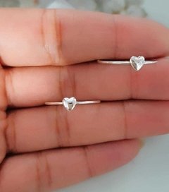 Anel De Prata Coração Mini
