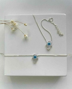 PULSEIRA MÃO HAMSA OLHO GREGO
