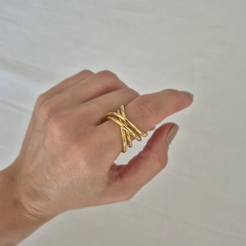 Anillo Cross Dorado - comprar online