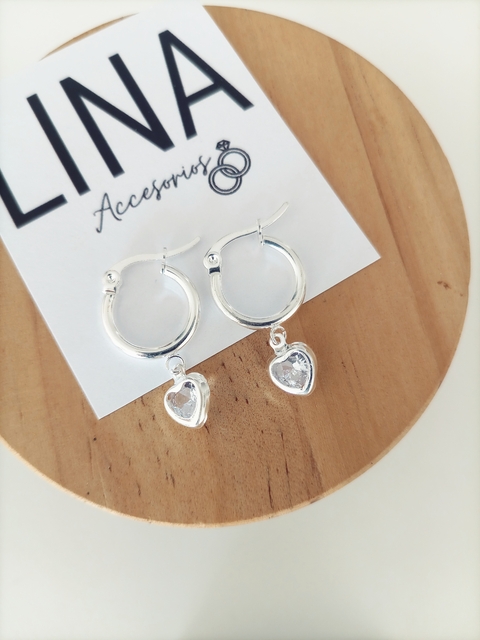 Argollitas Dije Corazon Cubic