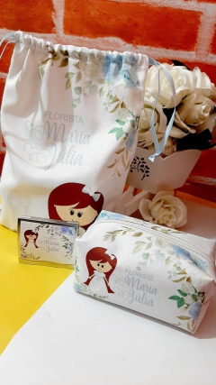 Kit com necessaire +espelho +saquinho PEDIDO MÍNIMO 8 UNIDADES - Mimos e Fofurices MF