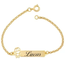 Pulseira infantil banhada ouro 18k com gravação a laser - comprar online