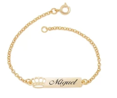 Imagem do Pulseira infantil banhada ouro 18k com gravação a laser