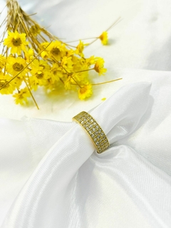Anel moeda antiga feminino pedras