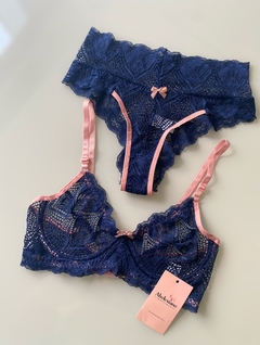 Conjunto Lingerie Milão - Marinho com Romance