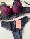 Conjunto Lingerie Celine - Preto com Pink
