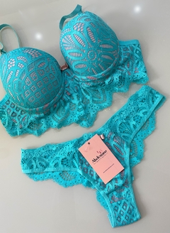 Conjunto Lingerie Laila - Turquesa com Rosê - buy online