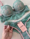 Conjunto Lingerie Laila - Verde com Rosê