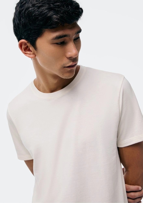 0201NKUEN CAMISETA HERING MANGA CURTA WORLD OFF WHITE