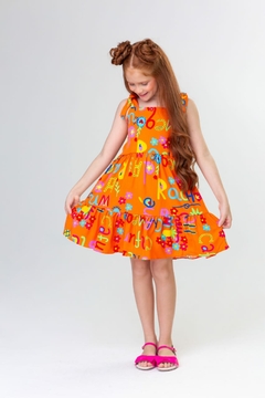 1605669-2 VESTIDO MYA KIDS LETRAS LARANJA