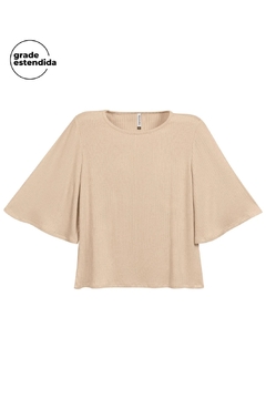 183697-2039 BLUSA MARIALICIA MANGA AMPLA BEGE