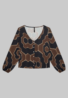 67737-Q8042D5 CAMISA LUNENDER BOHO MARROM - comprar online