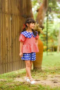2038-1 CONJUNTO LALOOK JUJU XADREZ VERMELHO