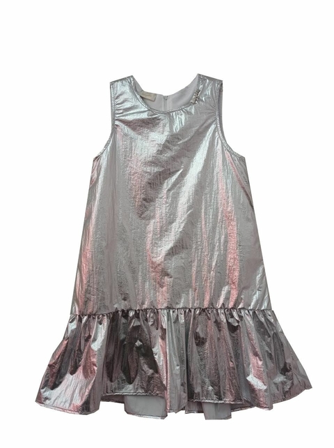 090889121 VESTIDO LULUZINHA C/ BARRADO FRANZIDO PRATA