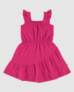 1000127237-Z1131 VESTIDO MALWEE KIDS MALHA TEXTURIZADA ROSA ESCURO