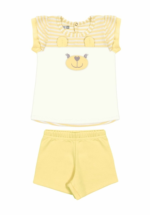 37540-000760 CONJUNTO ALAKAZOO C/BORDADO URSINHO AMARELO ROSITA